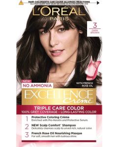 Loreal Paris Excellence Creme Hair Color 3 Darkest Brown