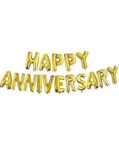 Golden Happy Anniversary Alphabet Foil Balloons Banner