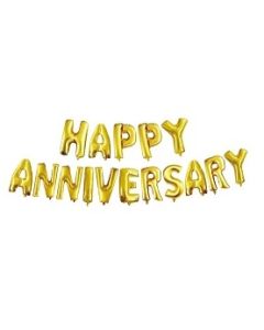 Golden Happy Anniversary Alphabet Foil Balloons Banner