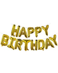 Golden Happy Birthday Alphabet Foil Balloons Banner