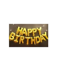 Golden Happy Birthday Alphabet Foil Balloons Banner