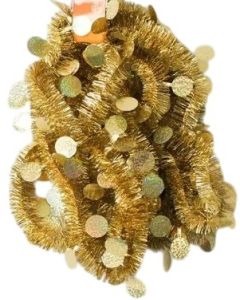 Golden Tinsel Garland Ribbon Round
