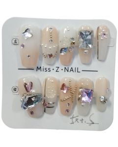 Miss Z Nail Press On Nails Crystal and Pearl