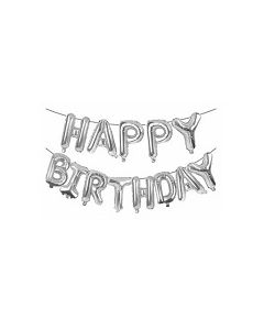 Silver Happy Birthday Alphabet Foil Balloons Banner