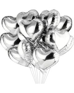 Silver Heart Shaped Foil Balloons