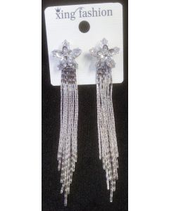 Sparkling Flower Chain Drop Crystal Earrings