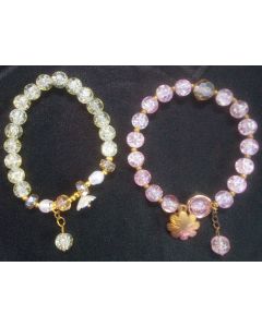 Transparent White And Pink Alloy Crystal Charm Bracelet