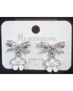 Trendy Bow And Flower Earrings