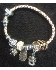 White Leather Textured Women Bracelet