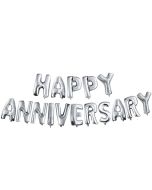 Silver Happy Anniversary Alphabet Foil Balloons Banner